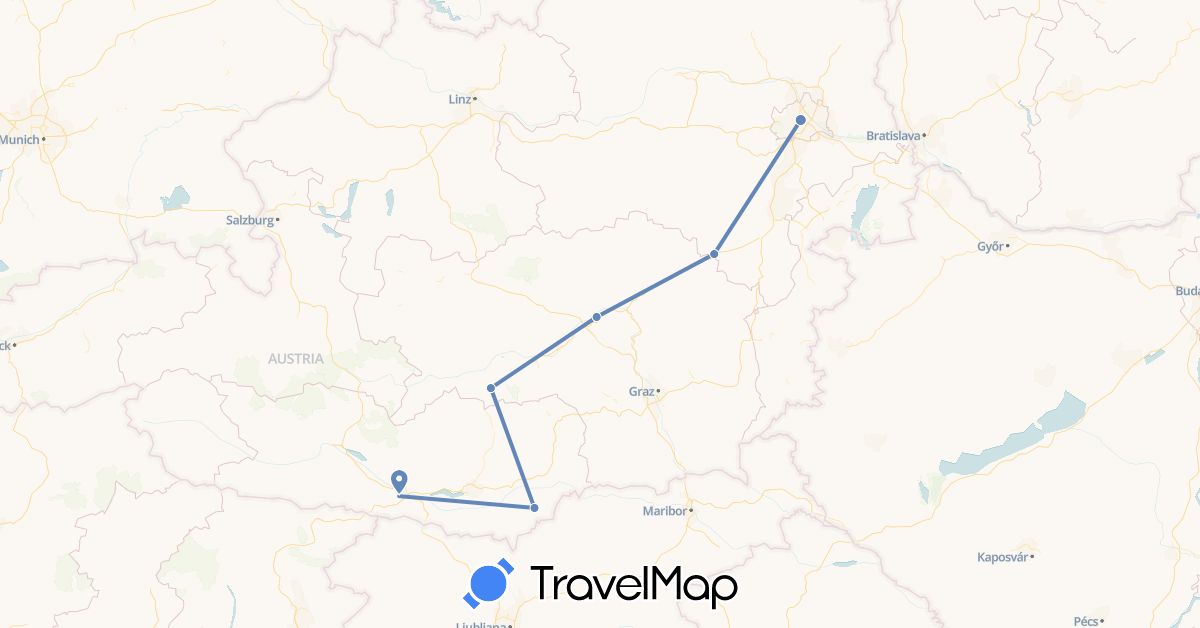 TravelMap itinerary: cycling in Austria (Europe)